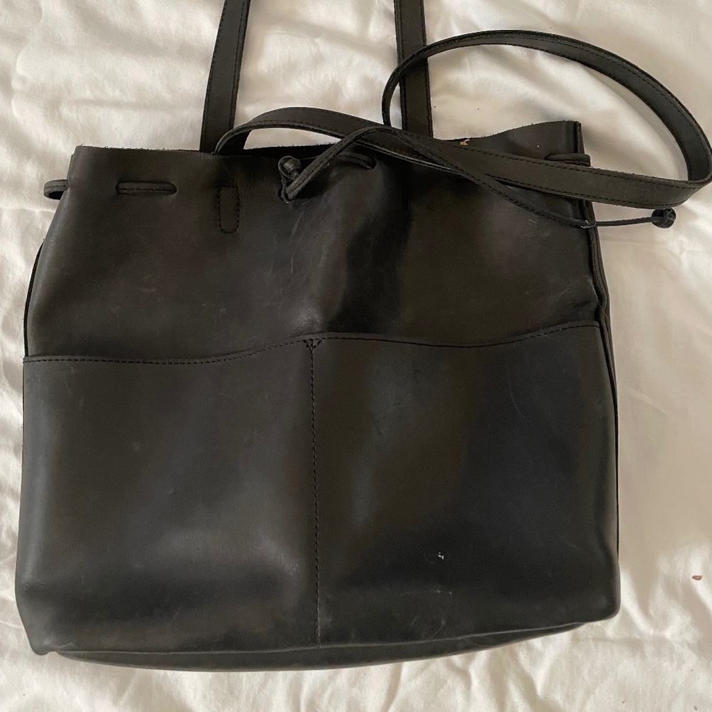 Parker Clay "Emma" Bucket Bag in black.